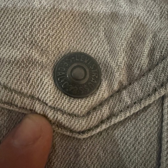 Levis Premium Mens Grey Denim Flannel Lined Trucker Jacket Size L Large Grey - Picture 5 of 10